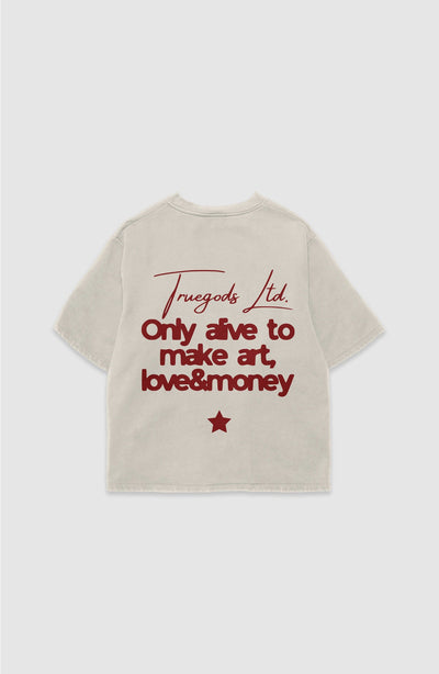 Floral Dagger/Skull Graphic Tee (Beige)