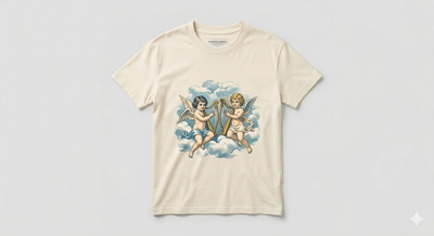 Angel Print Drop Shoulder Tee