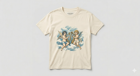 Angel Print Drop Shoulder Tee
